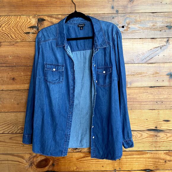 Torrid Dark Wash 100% Cotton Denim Button Down size 2X - Picture 1 of 4